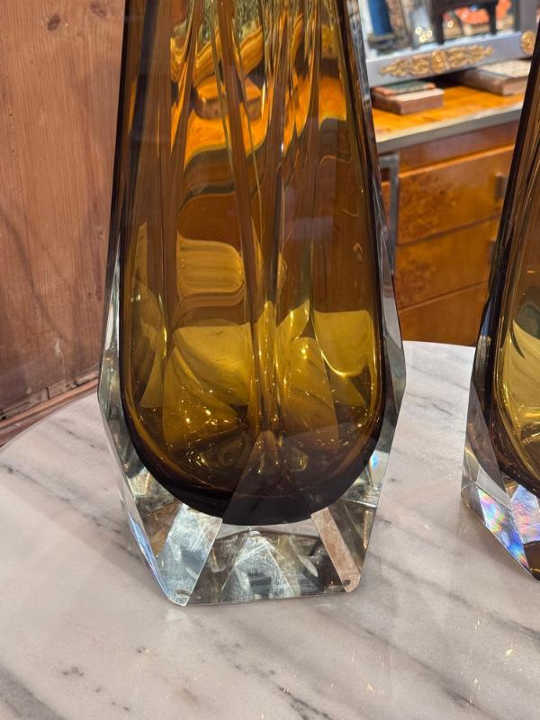 Paid of Murano Amber Glass Lamps - Image 4