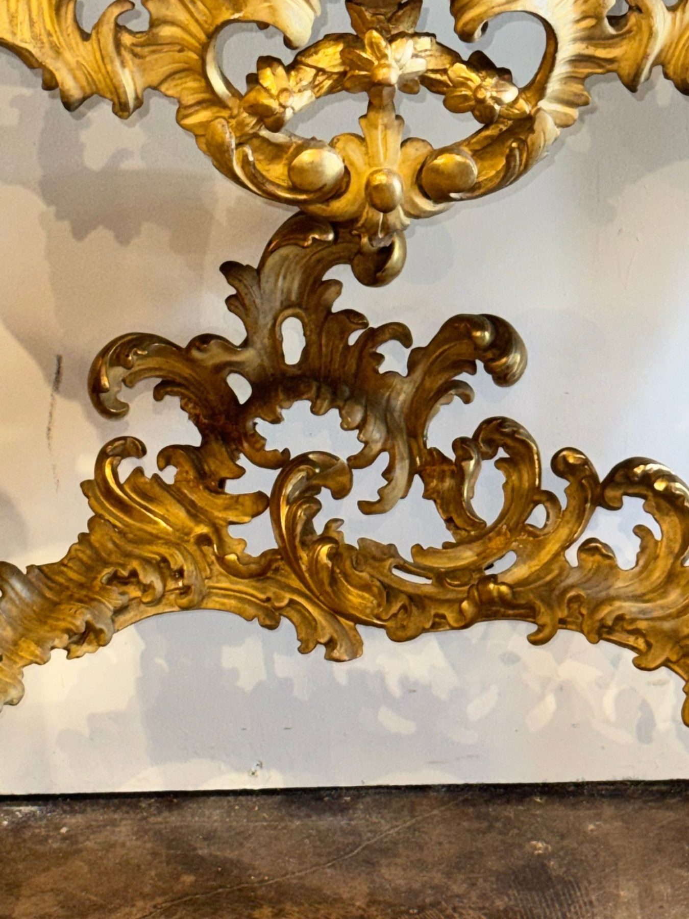 Pair of 19th c. French Louis XV Giltwood Consoles - Image 4