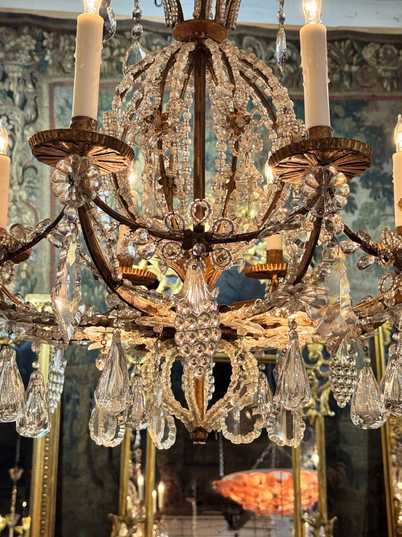19th c. Italian Beaded Crystal Chandelier - Image 5