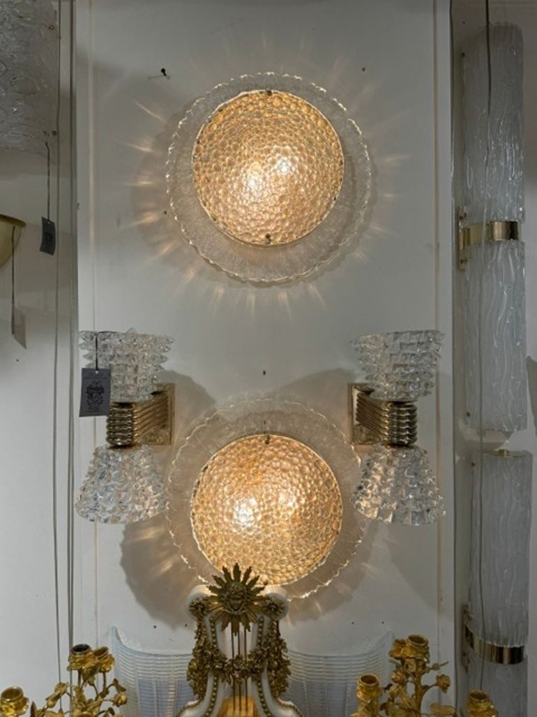 Murano Gold and Clear Glass Sunburst Sconces - Image 5