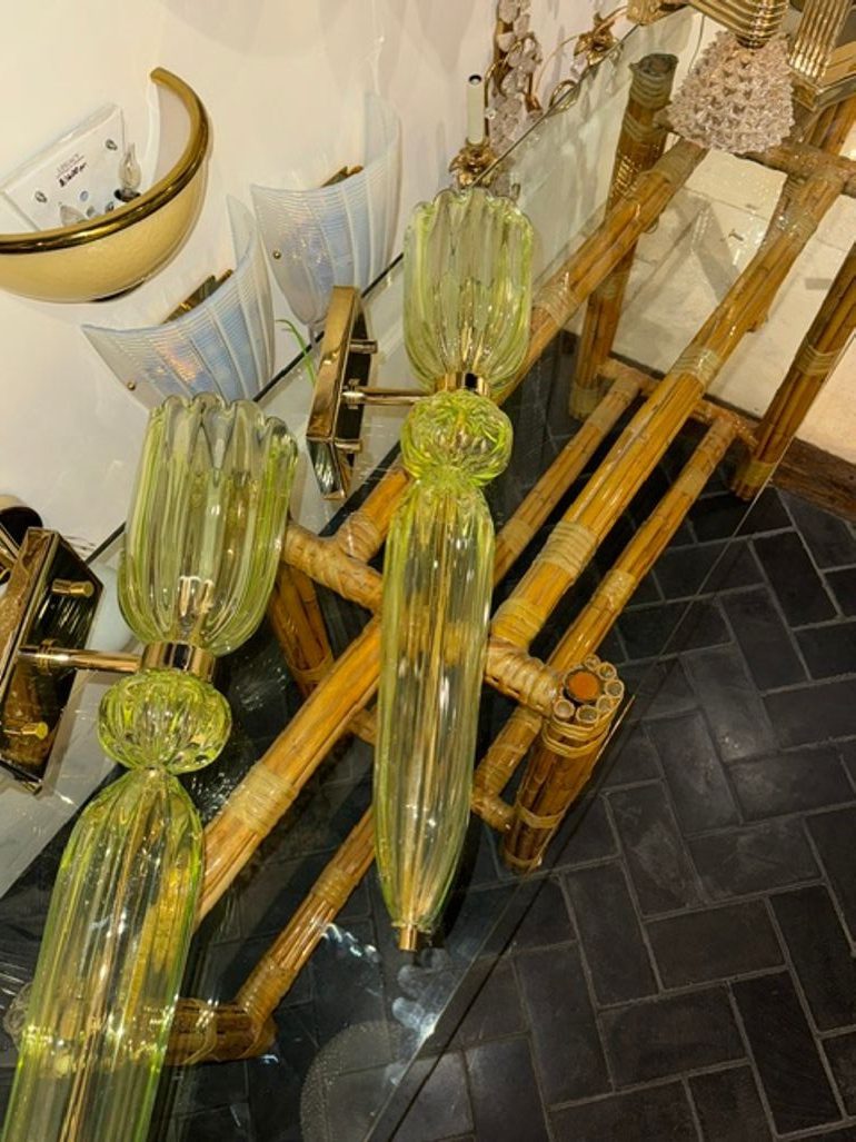 Pair of Murano Green Torch Form Sconces - Image 5