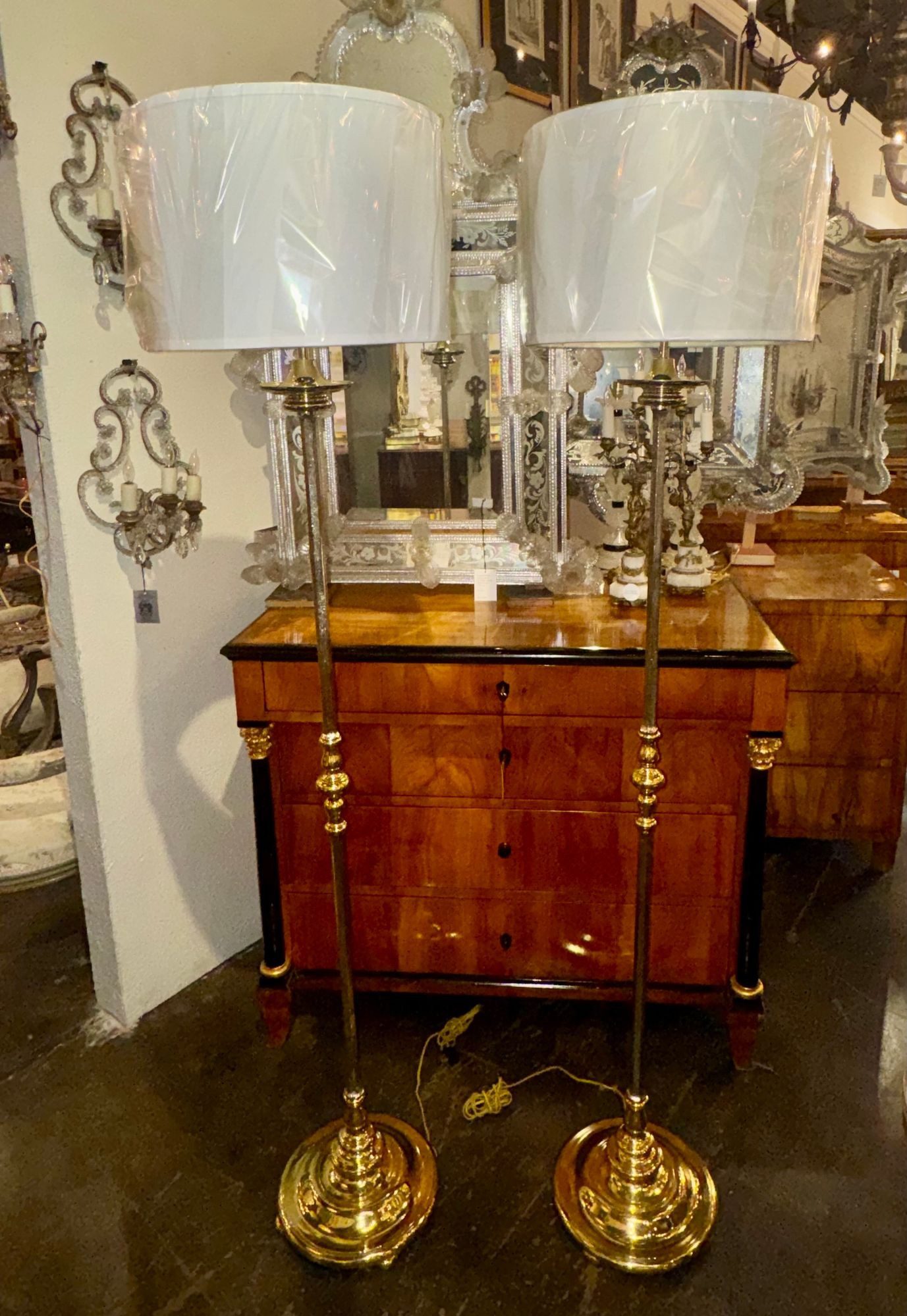Pair of Heavy English Silvered Bronze Floor Lamps - Image 5