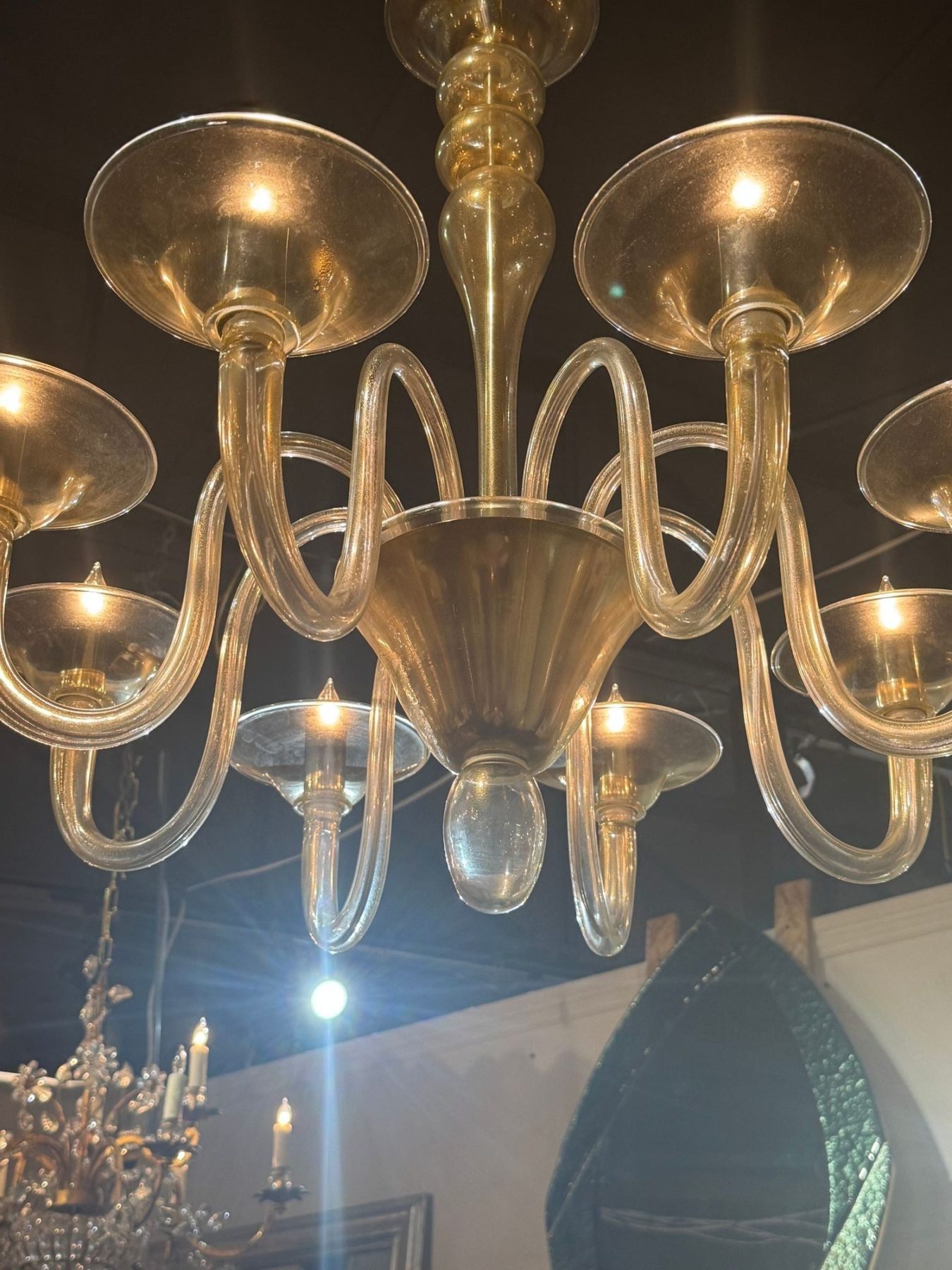 Murano Gold Glass 8 Arm Chandelier - Image 5
