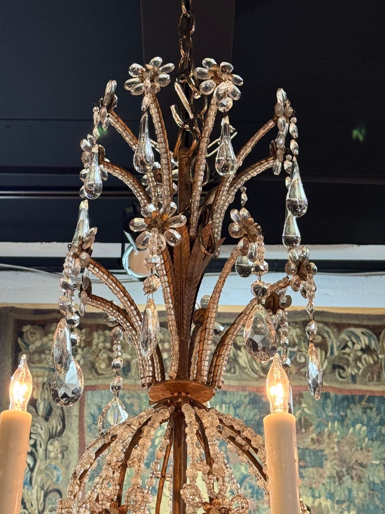 19th c. Italian Beaded Crystal Chandelier - Image 6