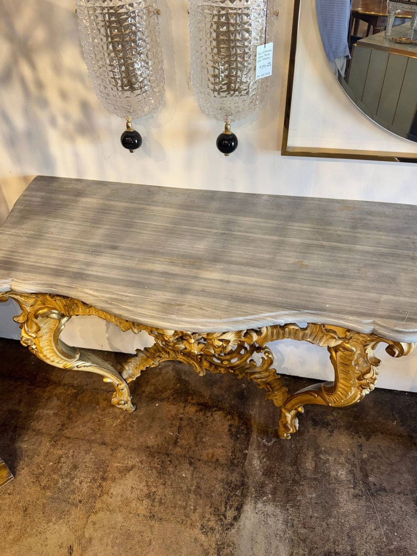 Pair of 19th c. French Louis XV Giltwood Consoles - Image 5