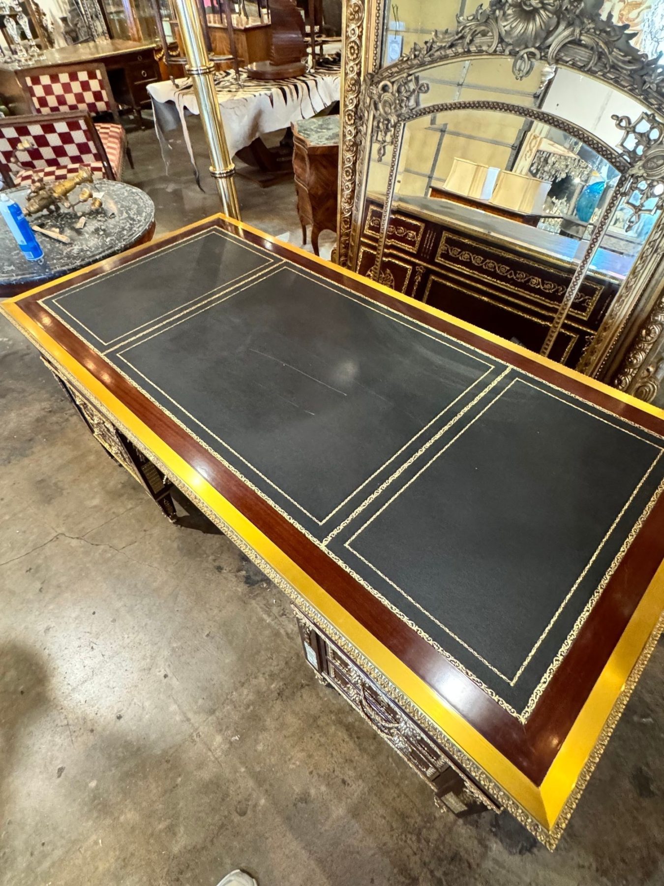 Louis XVI Style Mahogany and Gilt Bronze Bureau Plat - Image 5