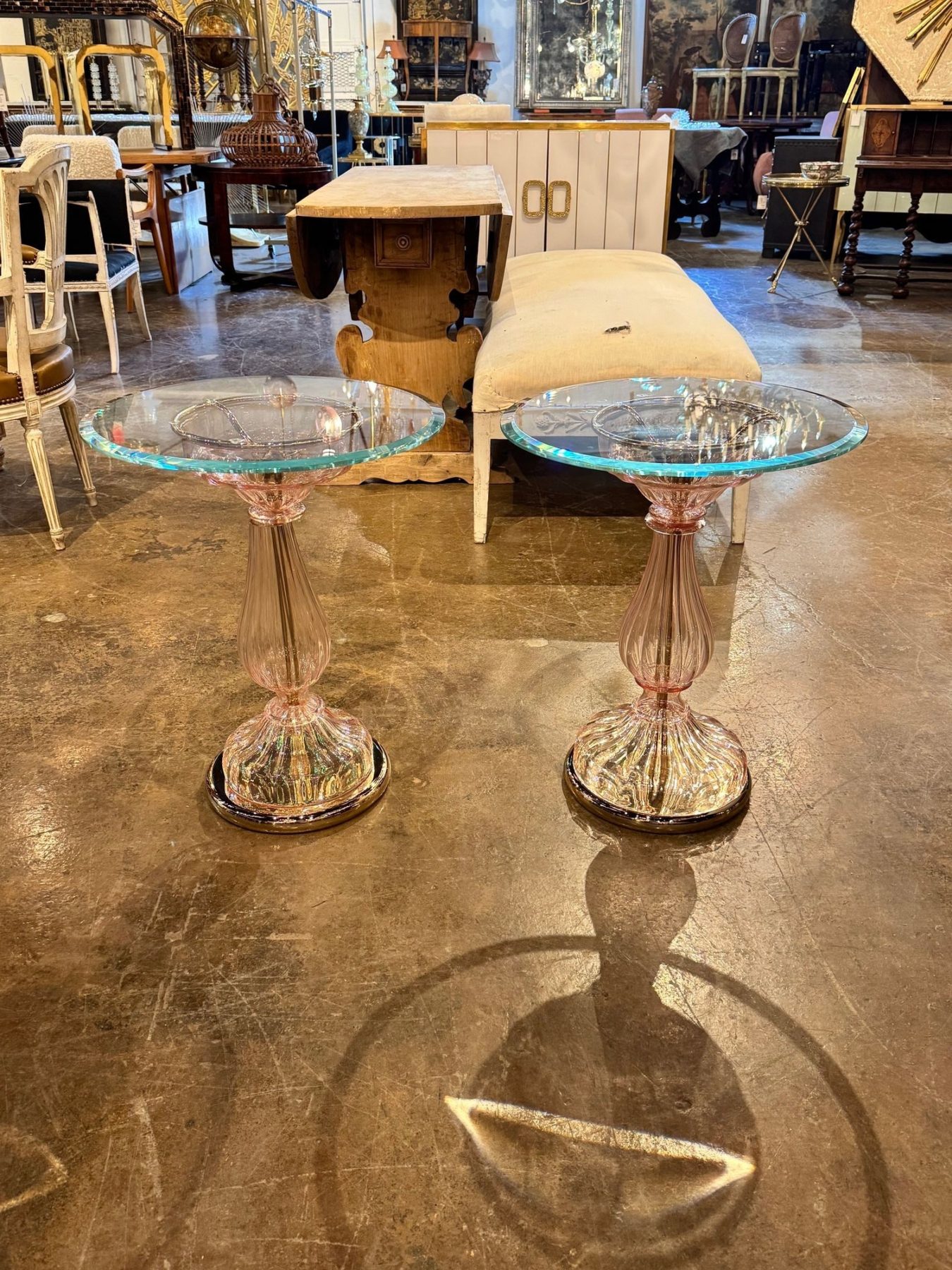 Pair of Murano Pink Glass Side Tables - Image 5