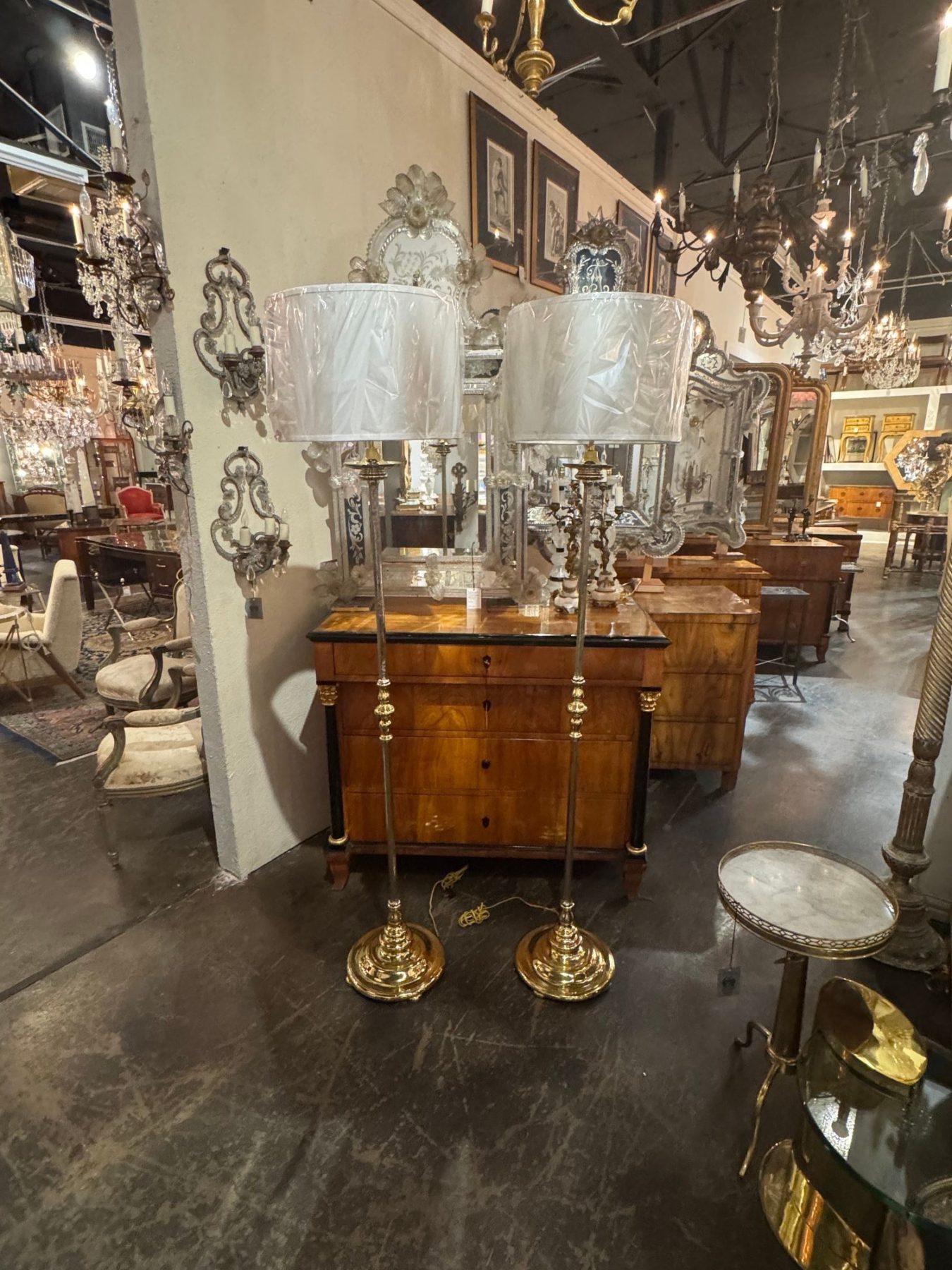 Pair of Heavy English Silvered Bronze Floor Lamps - Image 6