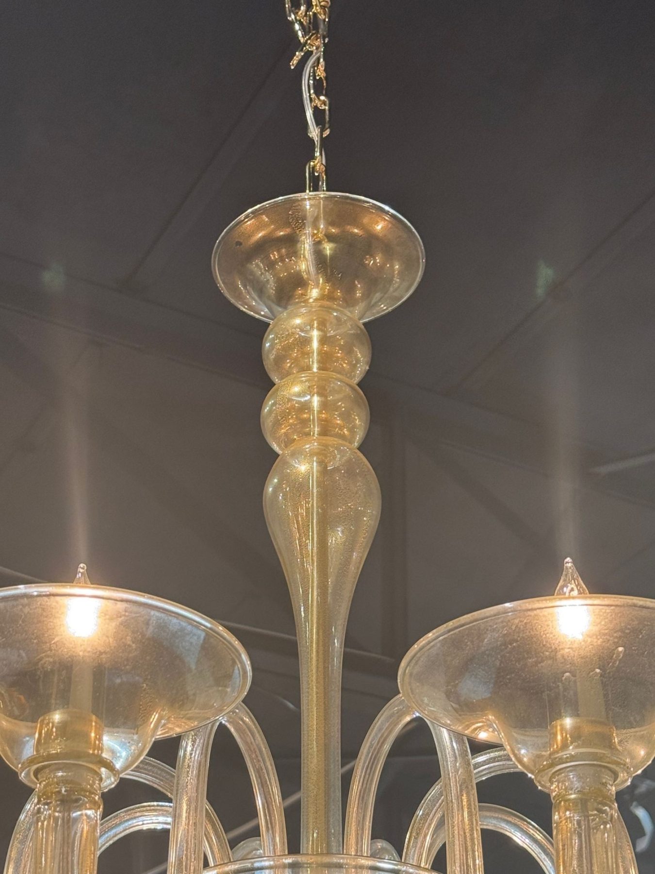 Murano Gold Glass 8 Arm Chandelier - Image 6