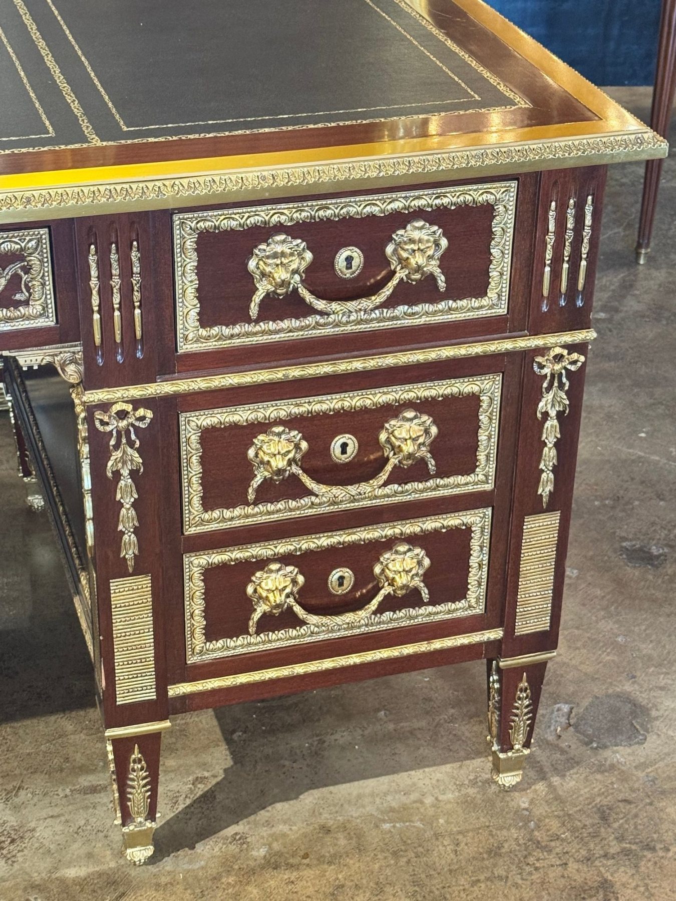 Louis XVI Style Mahogany and Gilt Bronze Bureau Plat - Image 6