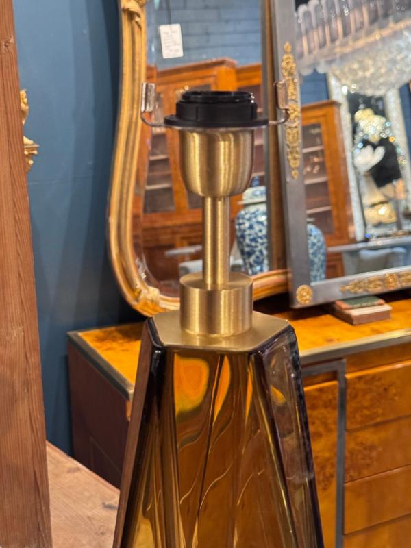 Paid of Murano Amber Glass Lamps - Image 6