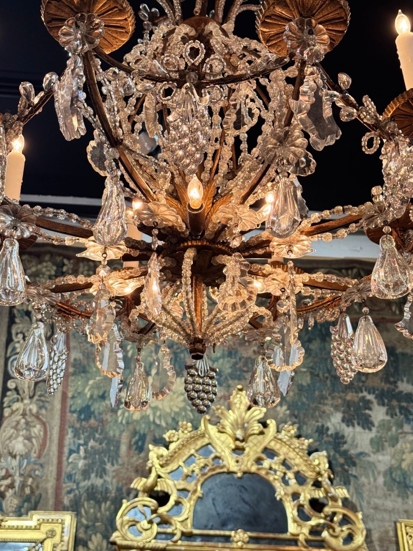 19th c. Italian Beaded Crystal Chandelier - Image 7