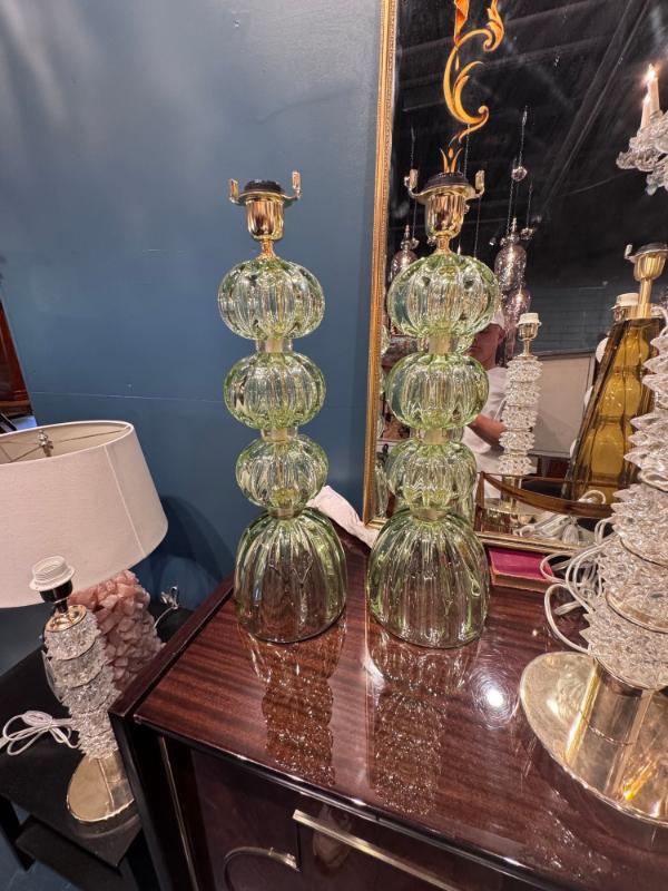 Pair of Murano Green Glass Lamps - Image 6