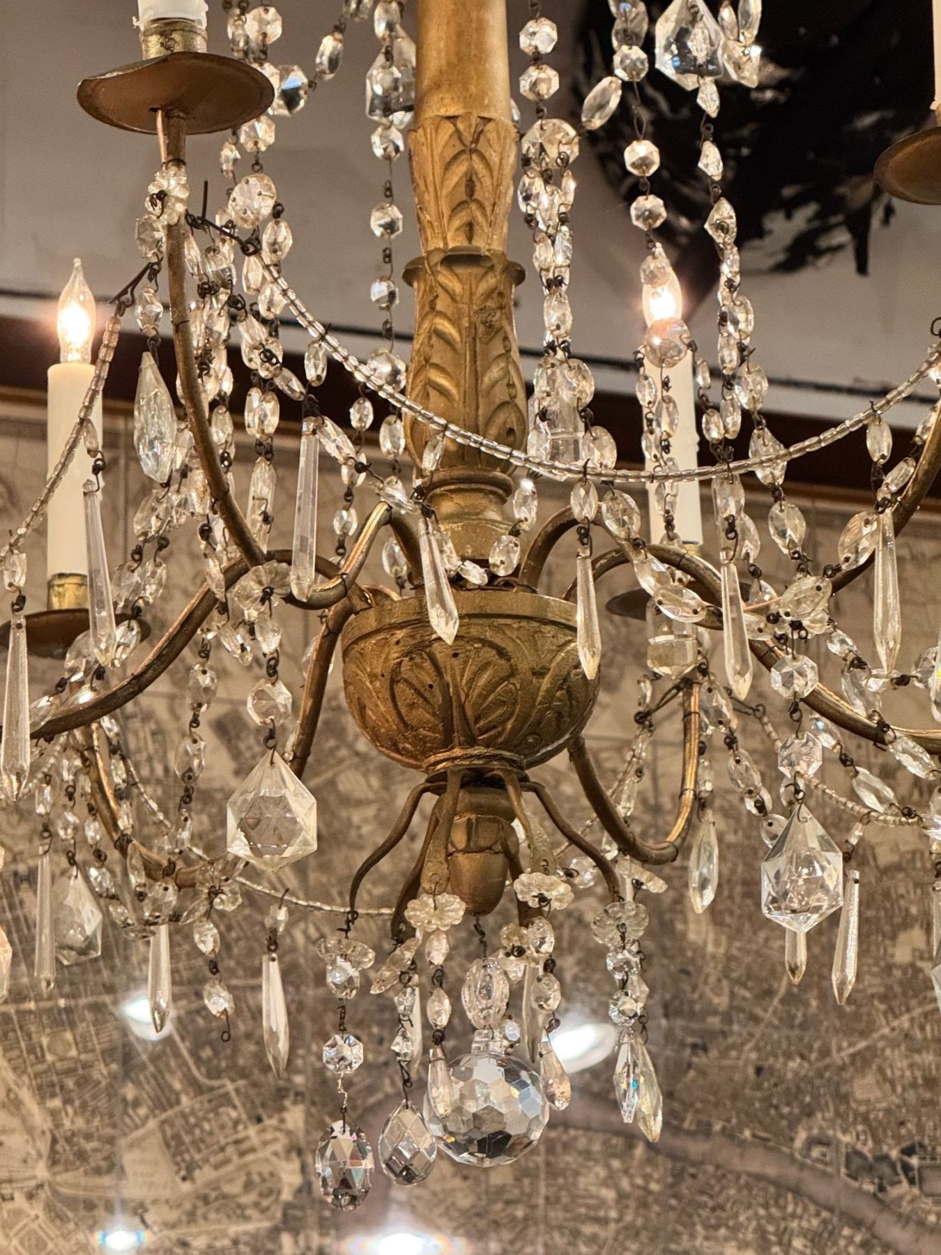 Pair of 19th c. Italian Giltwood and Crystal Chandeliers - Image 6