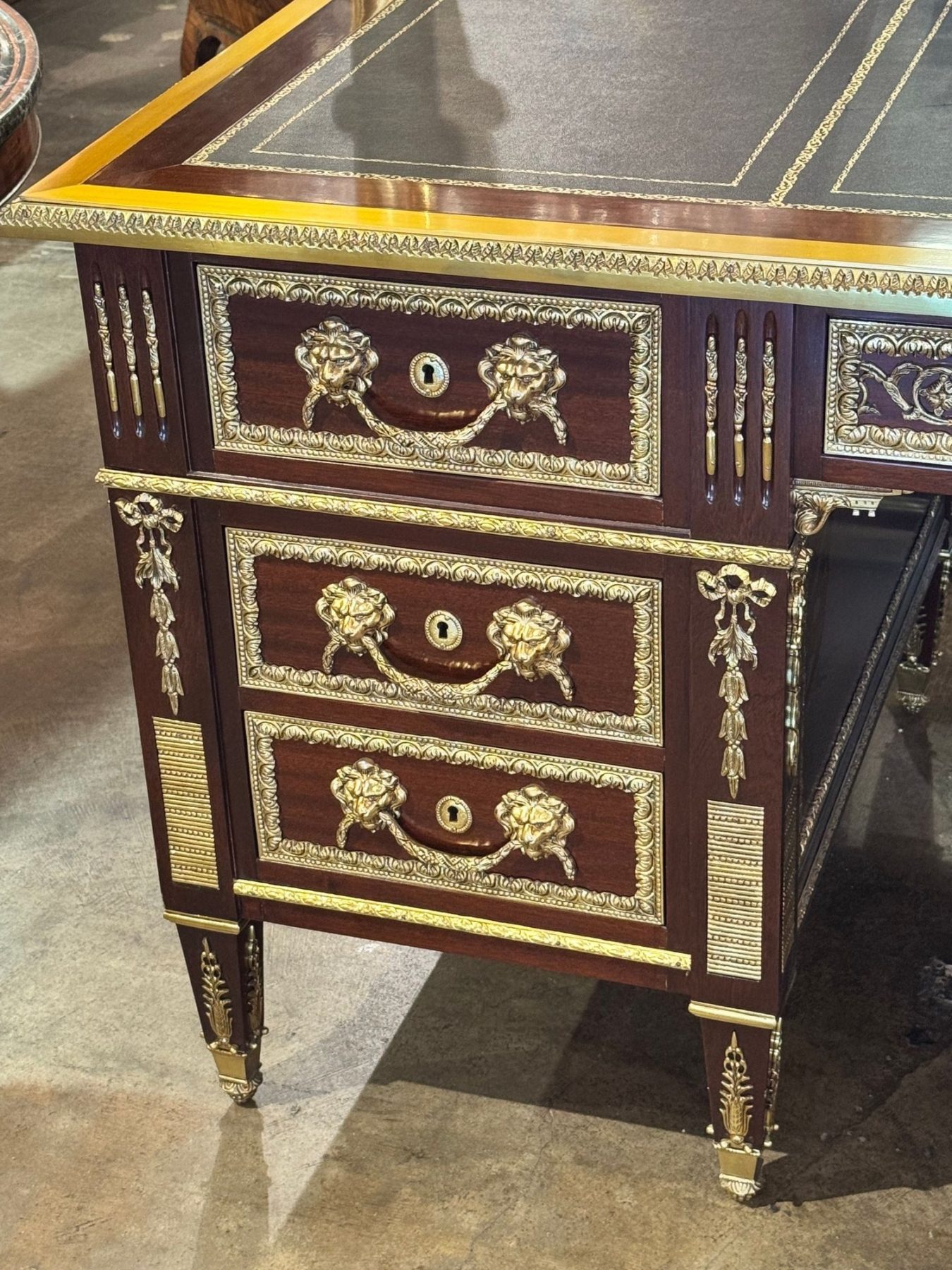 Louis XVI Style Mahogany and Gilt Bronze Bureau Plat - Image 7