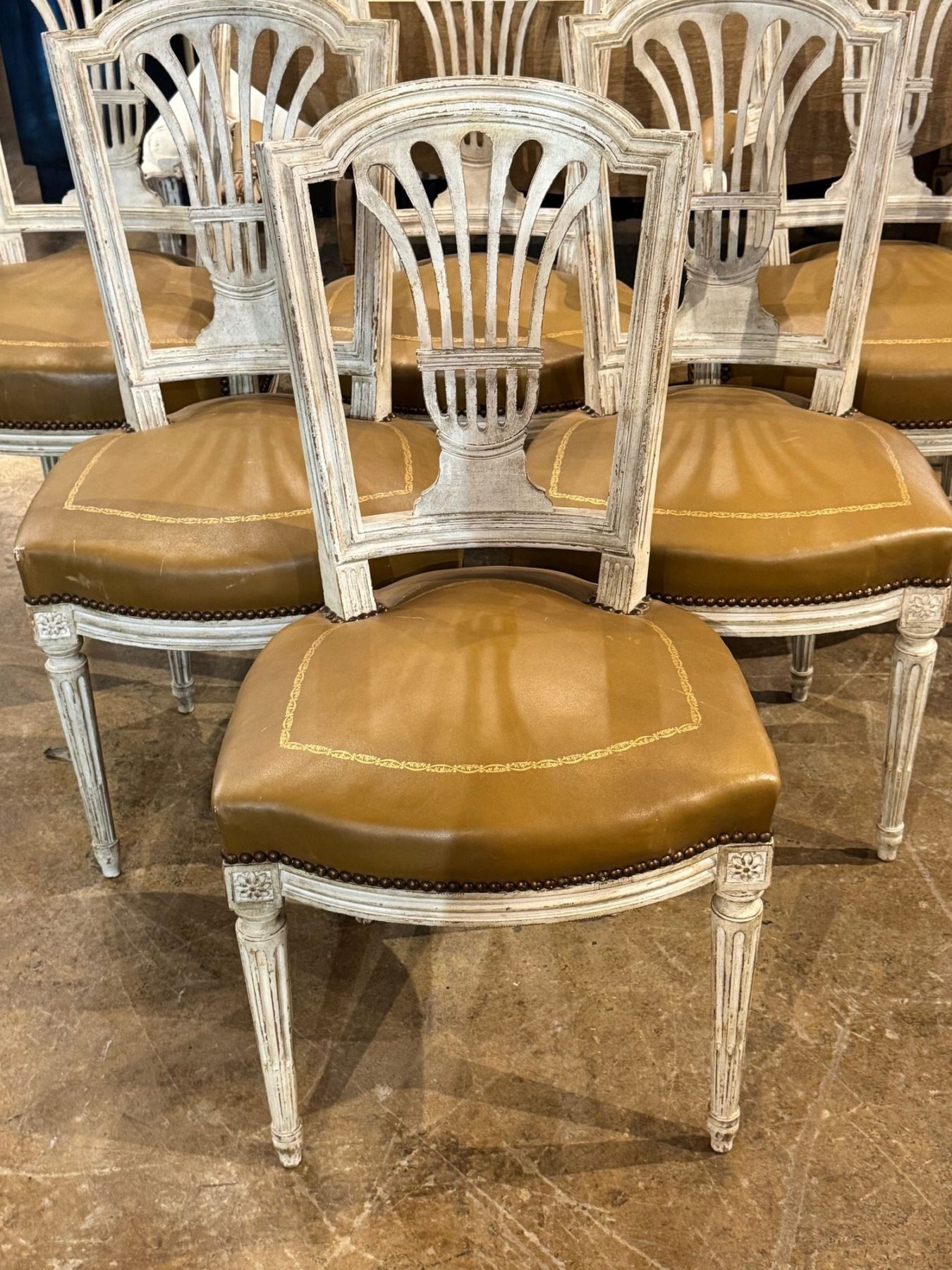 Set of 6 French Louis XVI Dining Chairs - Image 7