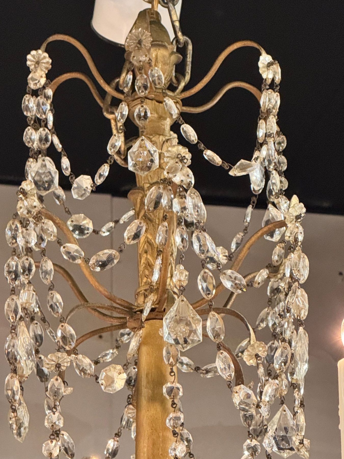 Pair of 19th c. Italian Giltwood and Crystal Chandeliers - Image 7