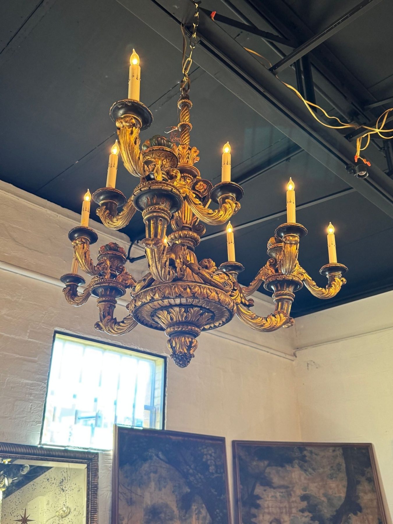 19th c. French Giltwood Chandelier - Image 7