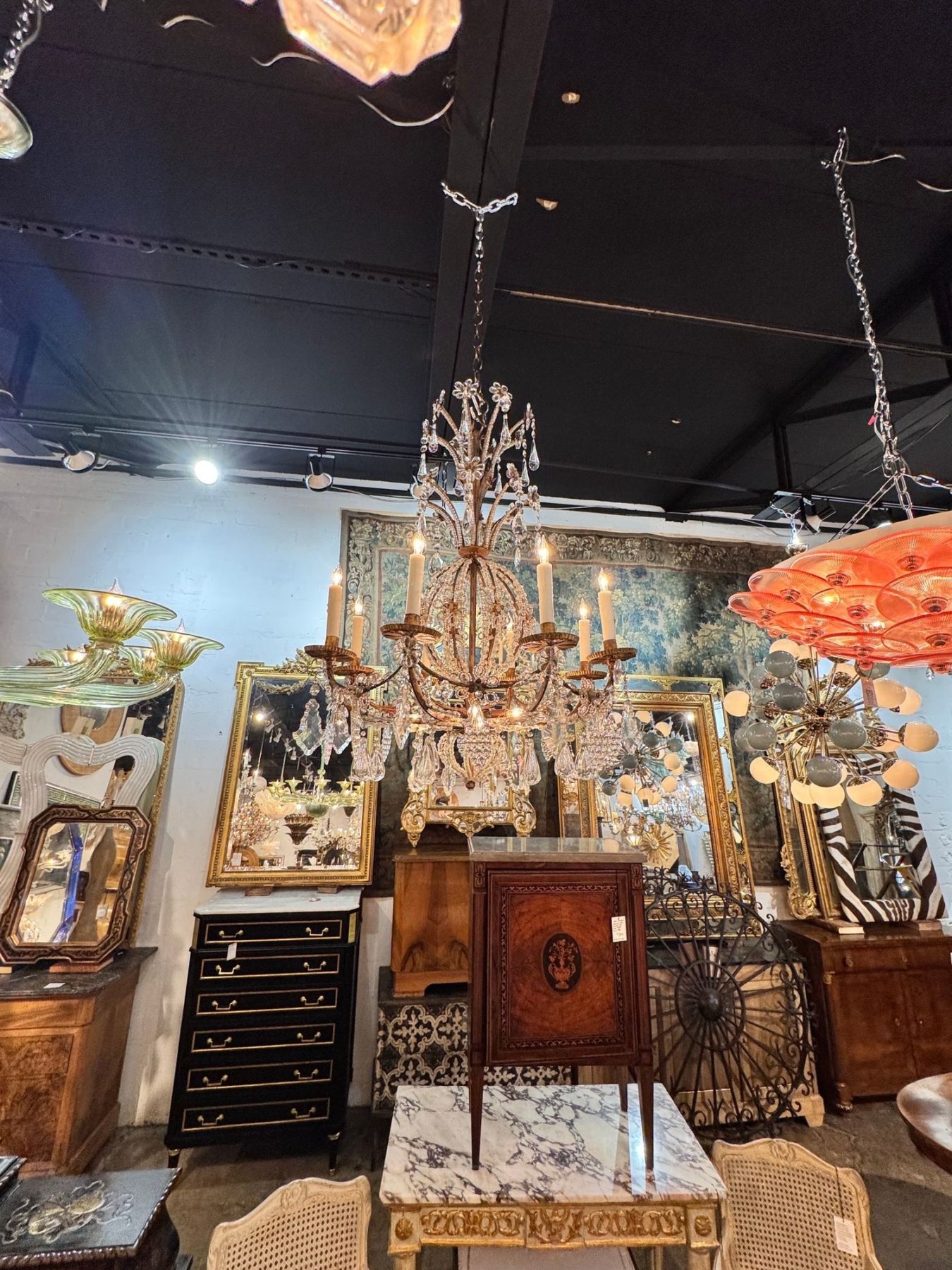 19th c. Italian Beaded Crystal Chandelier - Image 8