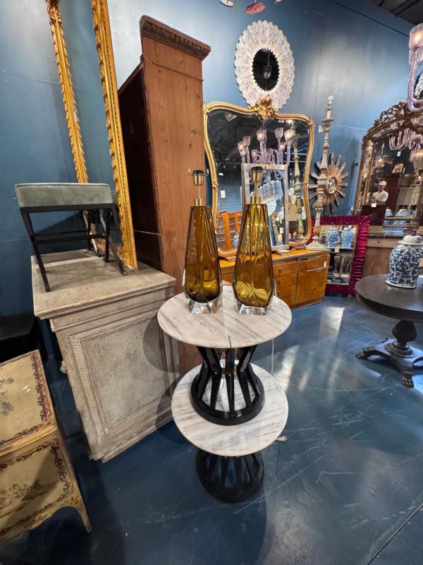 Paid of Murano Amber Glass Lamps - Image 7