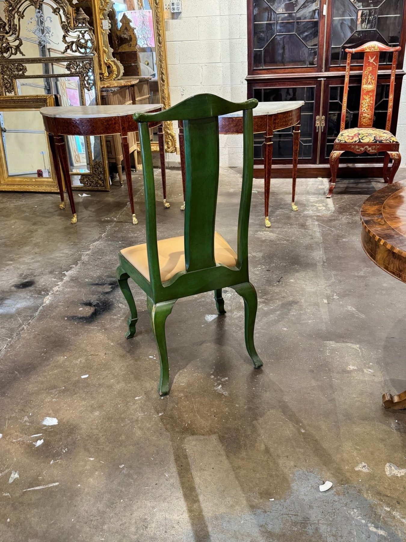 Vintage English Green Chinoiserie Chair - Image 8