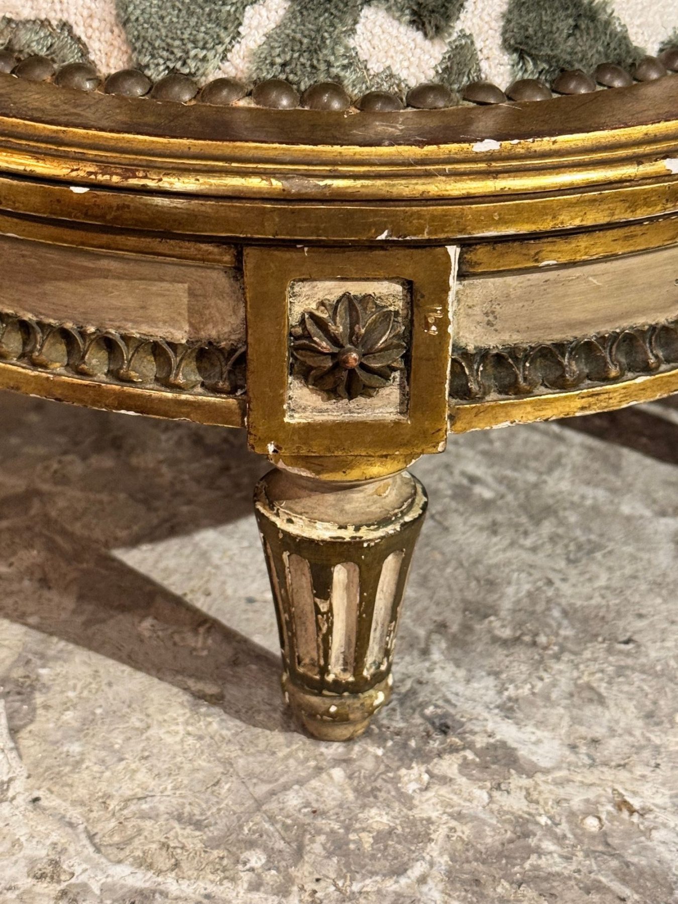 Pair of French Louis XVI Giltwood Ottomans - Image 8