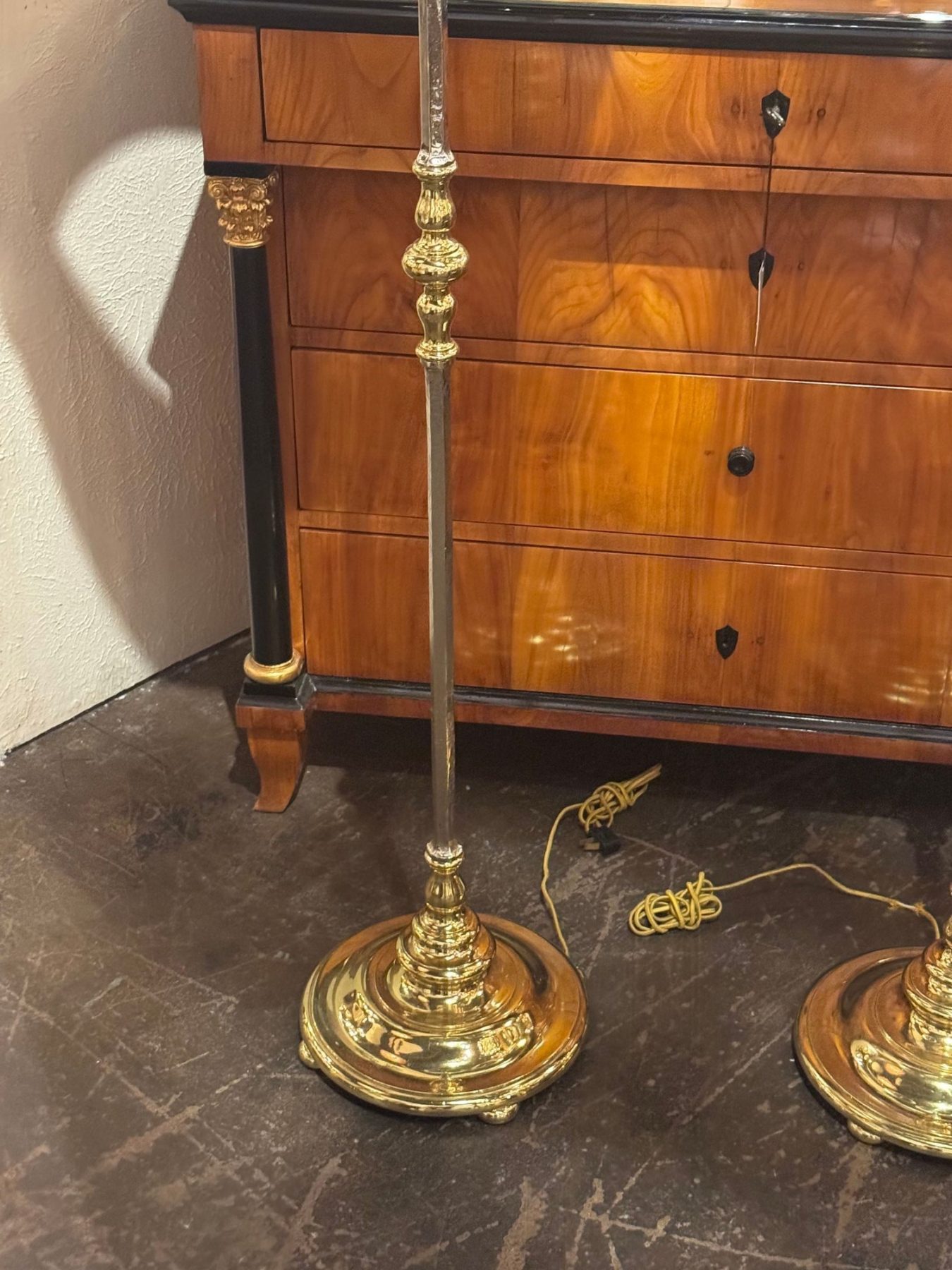 Pair of Heavy English Silvered Bronze Floor Lamps - Image 9