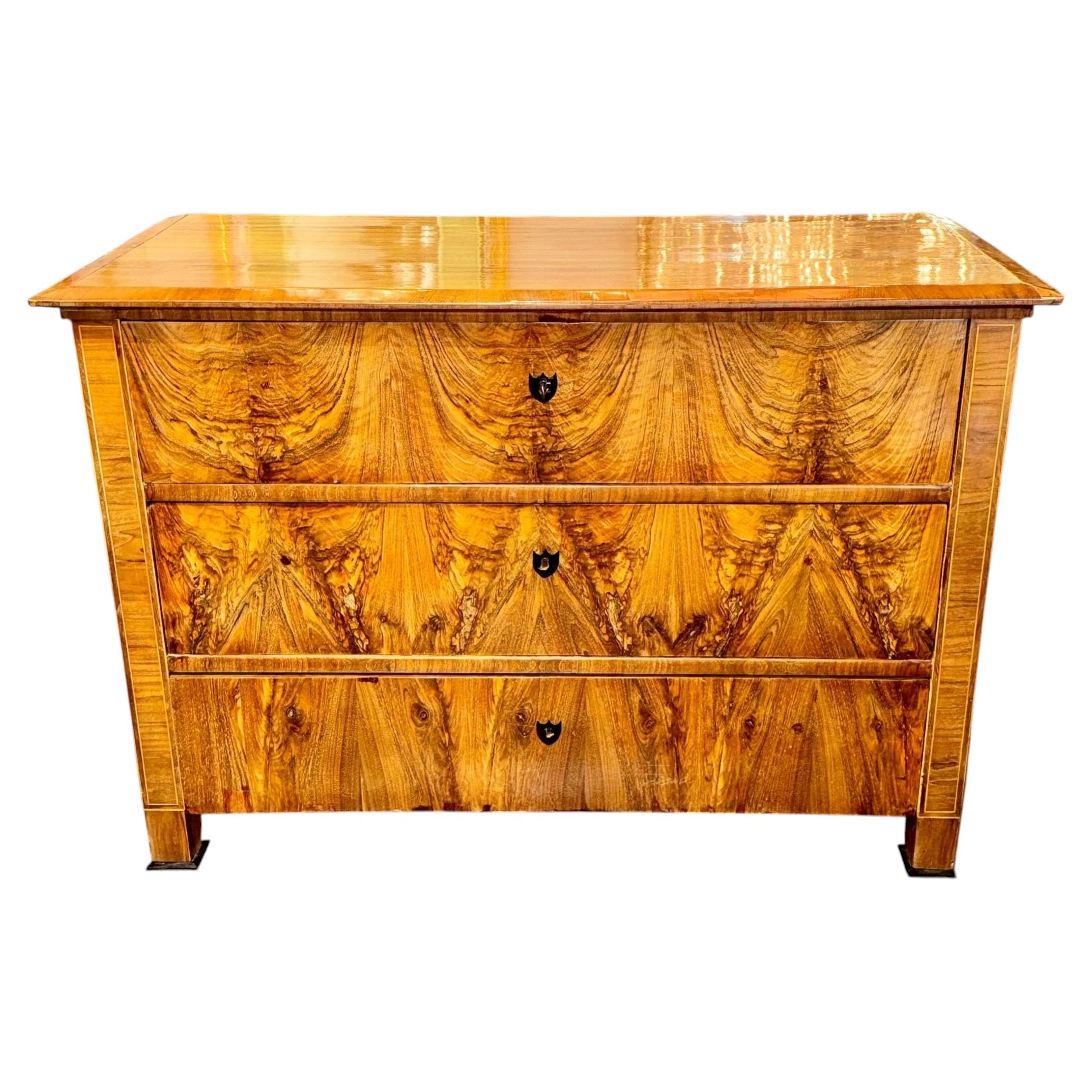 19th c. German Biedermeier Walnut Commode