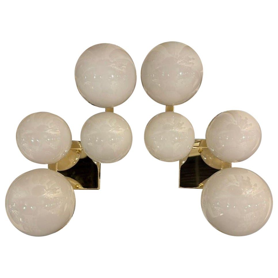 Pair of Murano Grey Ball Cloud Sconces
