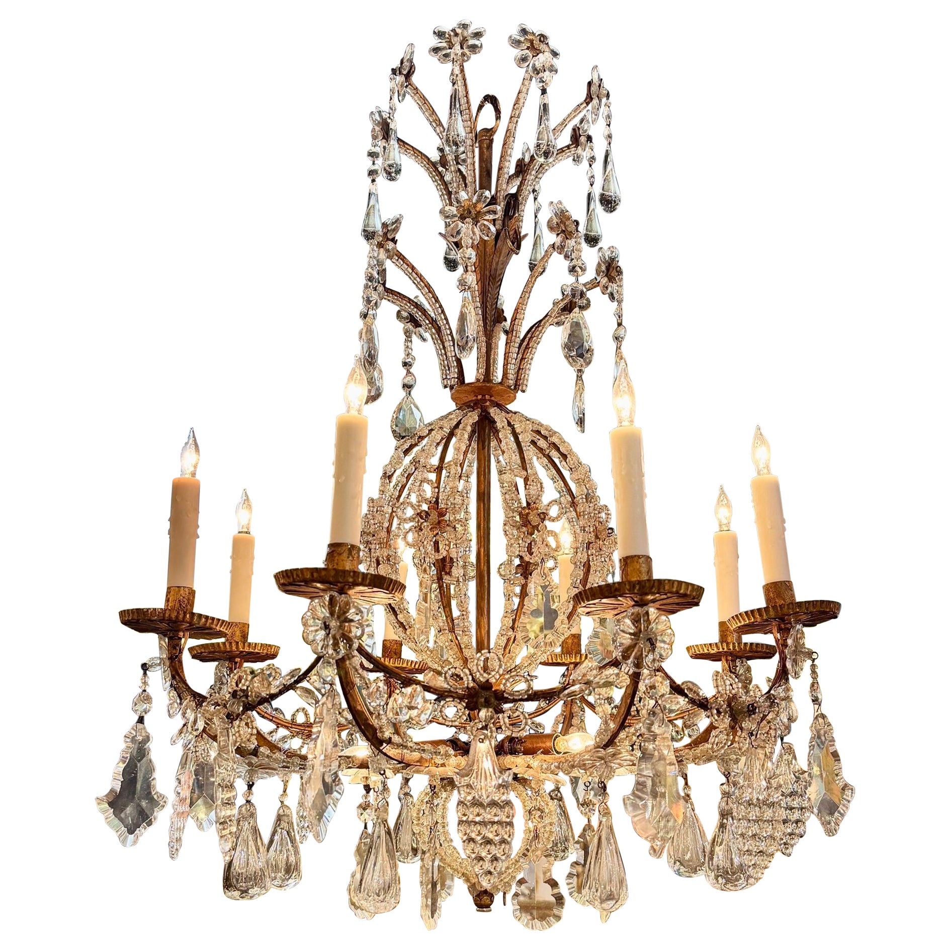 19th c. Italian Beaded Crystal Chandelier