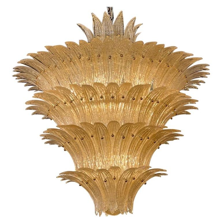 Gold Murano Glass Waterfall Chandelier