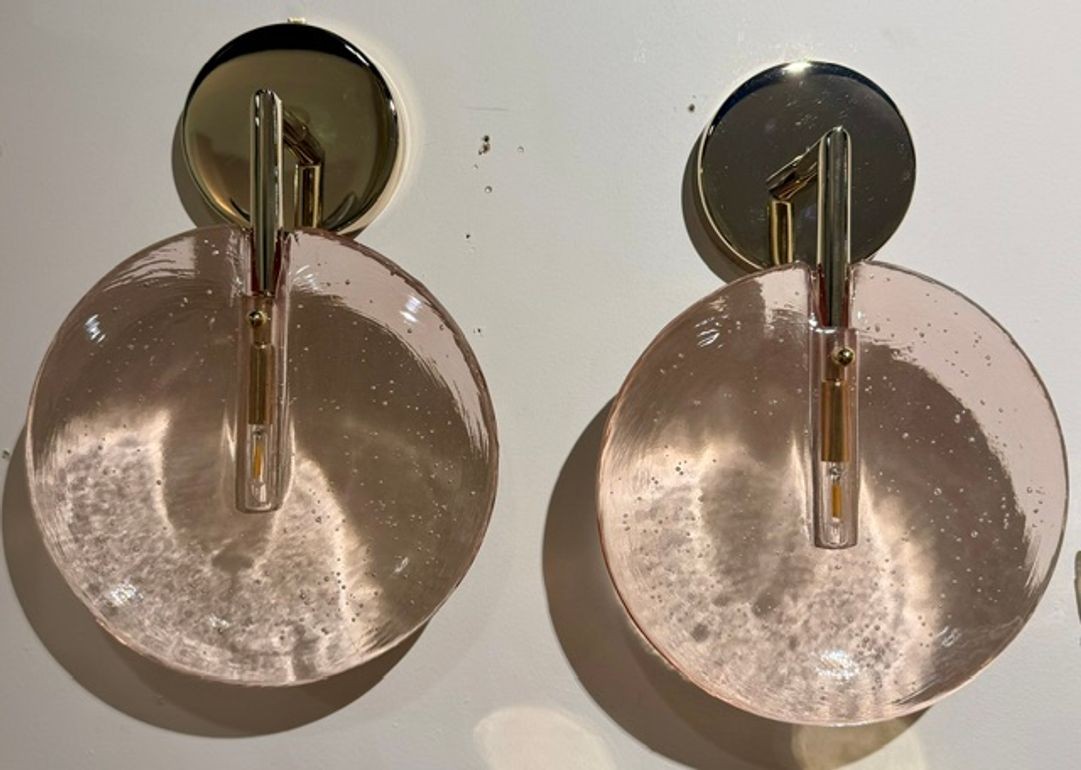 Pair of Pink Murano Glass "Lollipop" Sconces