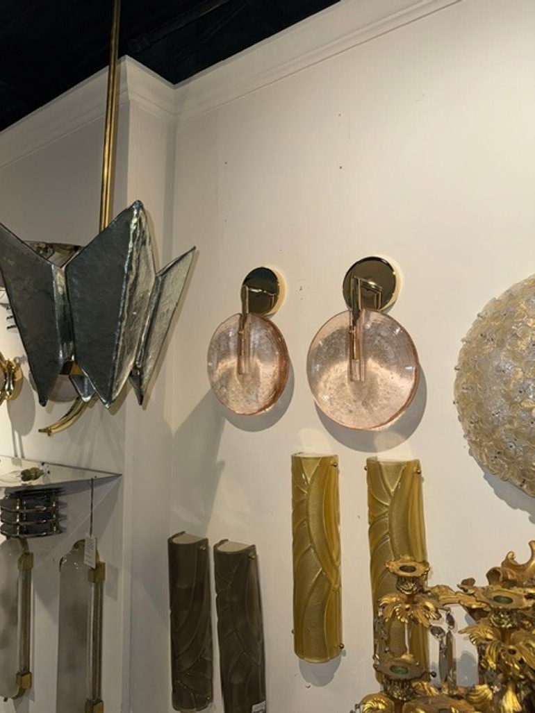 Pair of Pink Murano Glass "Lollipop" Sconces - Image 2