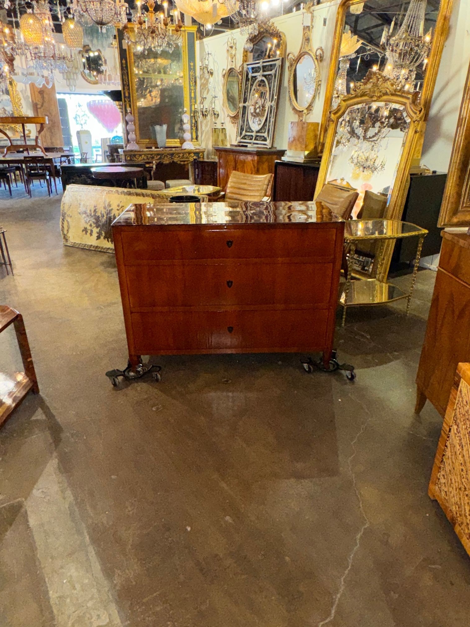 19th c. German Biedermeier Mahogany Commode - Image 2