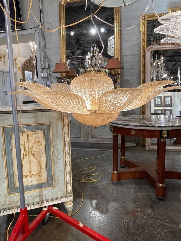 Murano Glass Gold Leaf Form Flush Mount Chandelier - Image 2