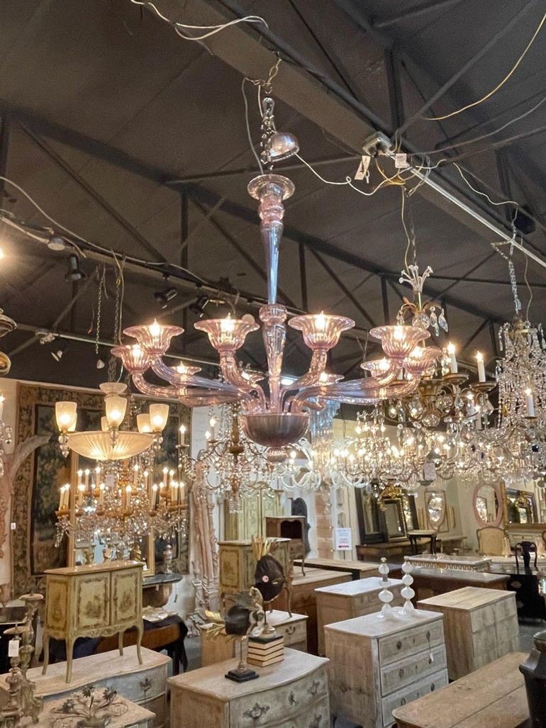 Modern Lavender Murano Glass 10 Arm Chandelier. - Image 2