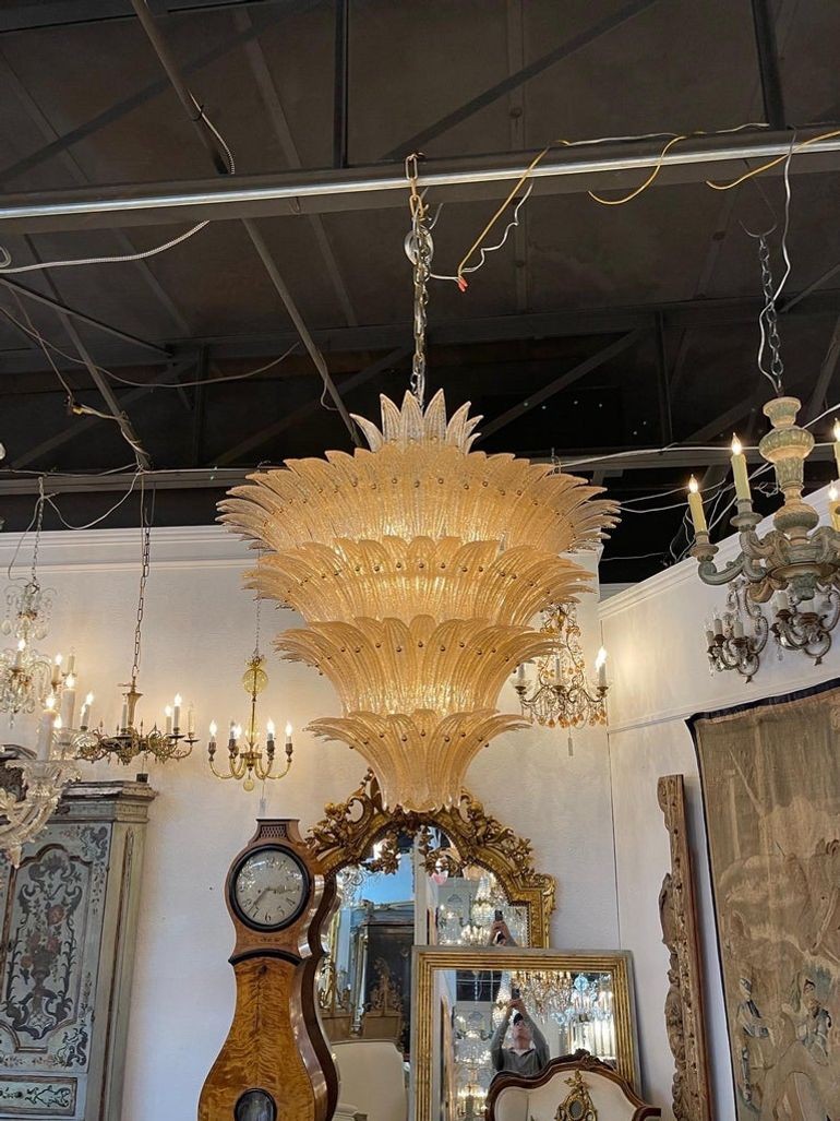 Gold Murano Glass Waterfall Chandelier - Image 2