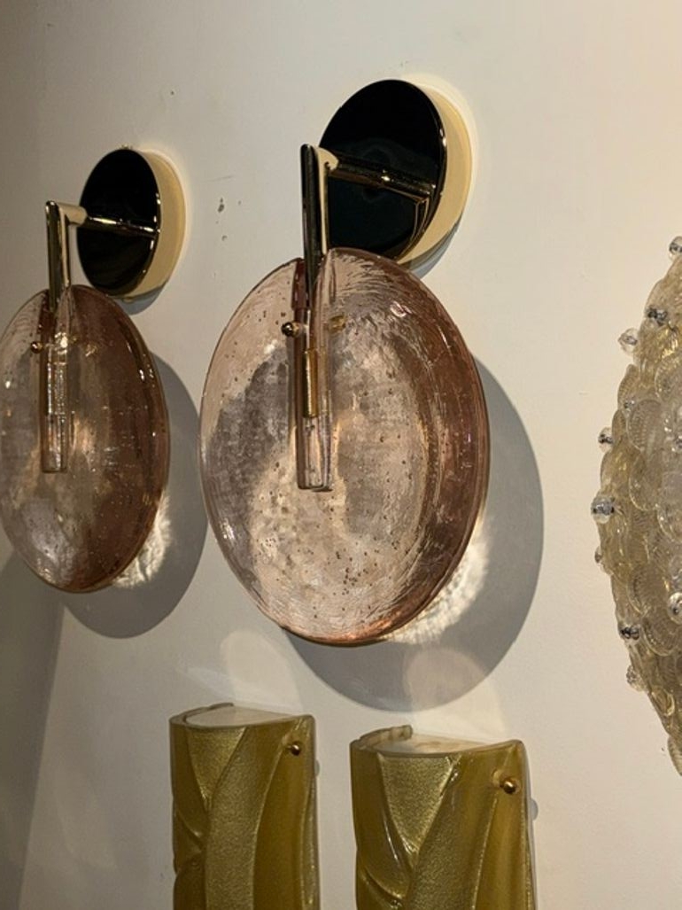 Pair of Pink Murano Glass "Lollipop" Sconces - Image 3