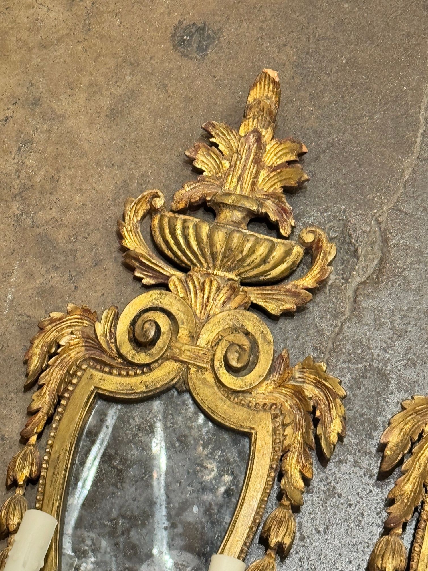 Pair of Italian Antique Giltwood Wall Sconces - Image 3