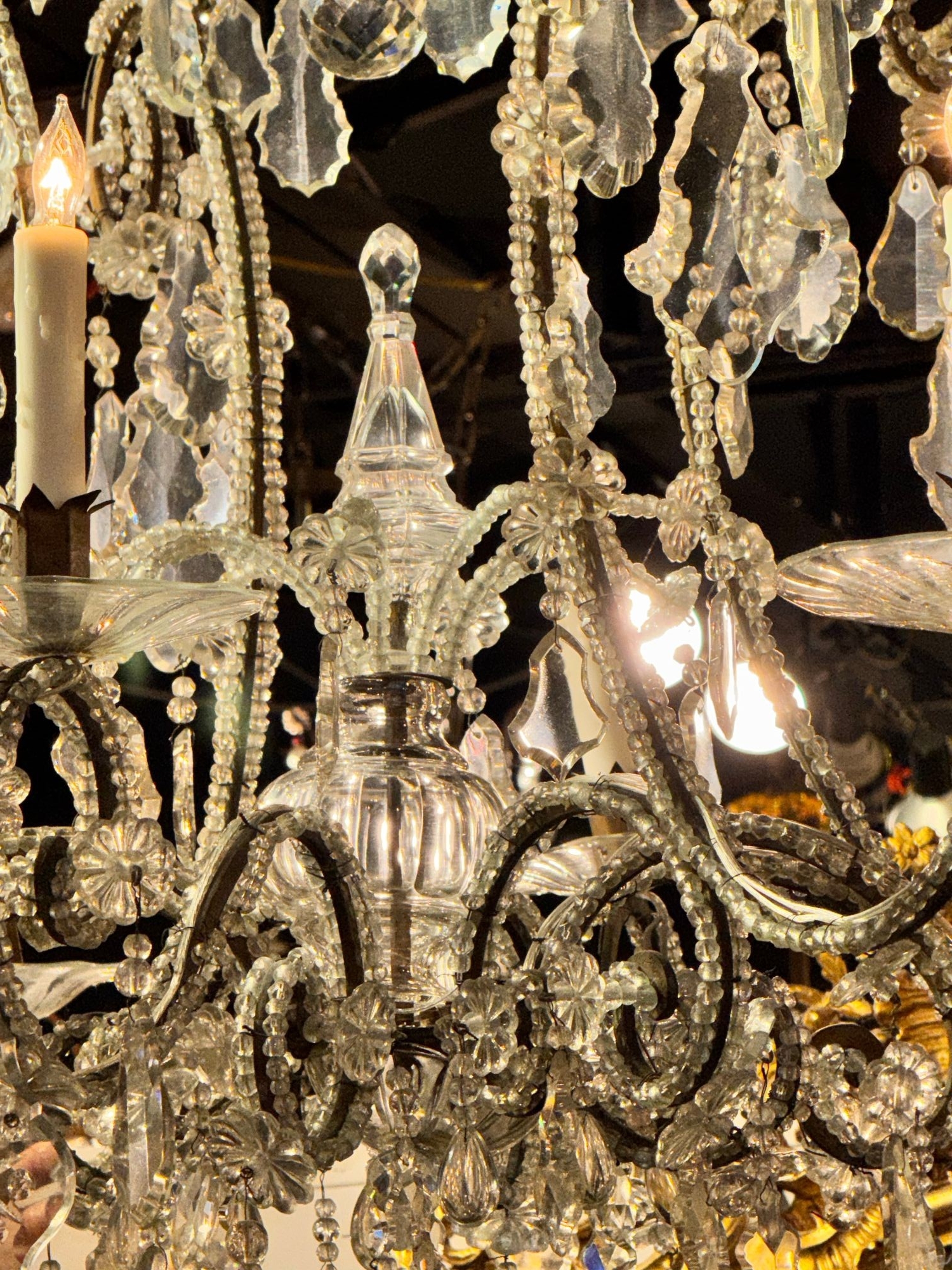 Large Italian Beaded Crystal Chandelier - Image 3