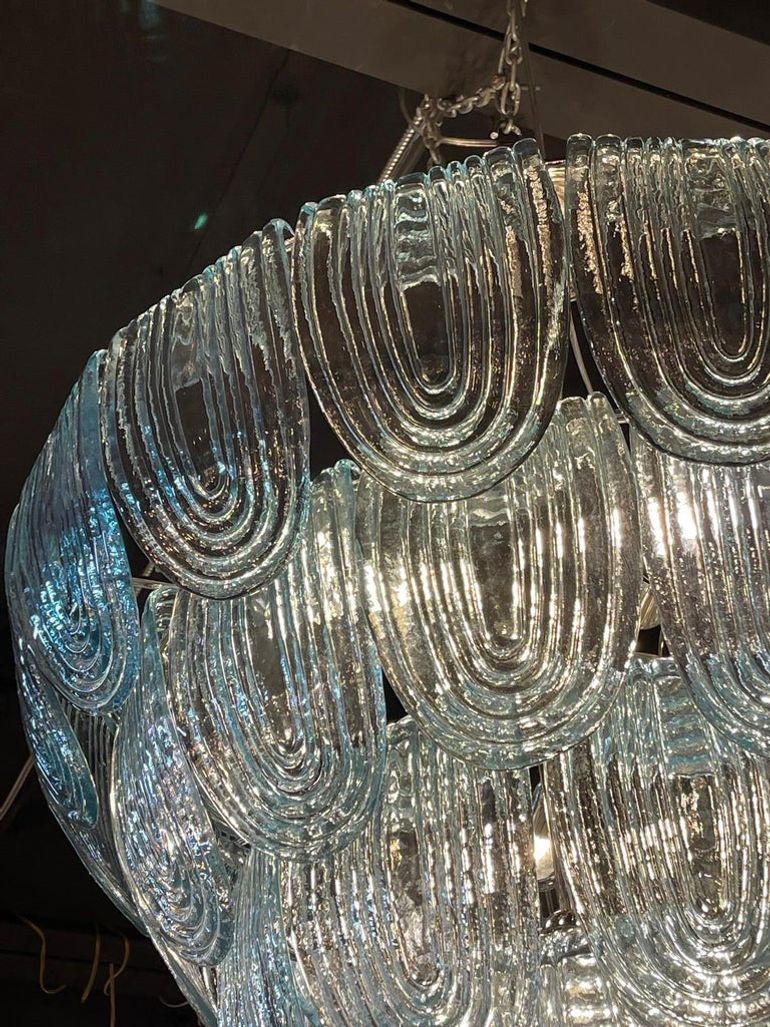 Modern Aqua Blue Murano Glass Waterfall Chandelier - Image 3
