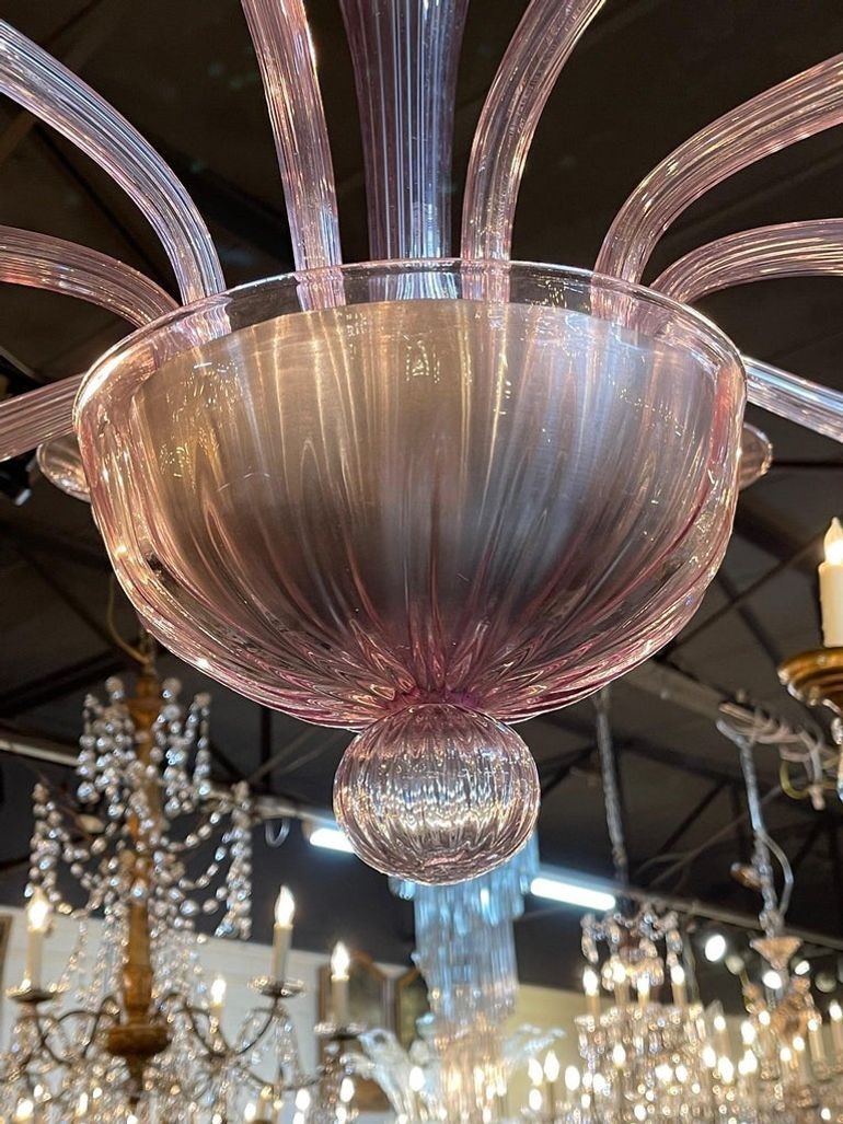 Modern Lavender Murano Glass 10 Arm Chandelier. - Image 3