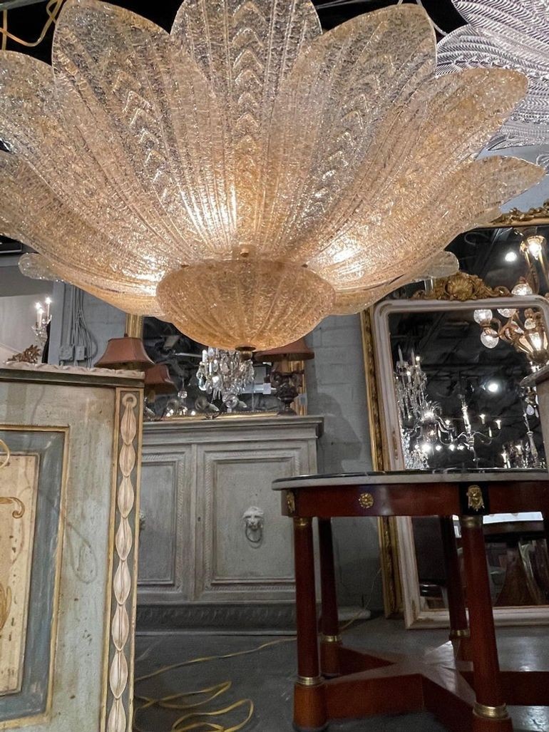Murano Glass Gold Leaf Form Flush Mount Chandelier - Image 3