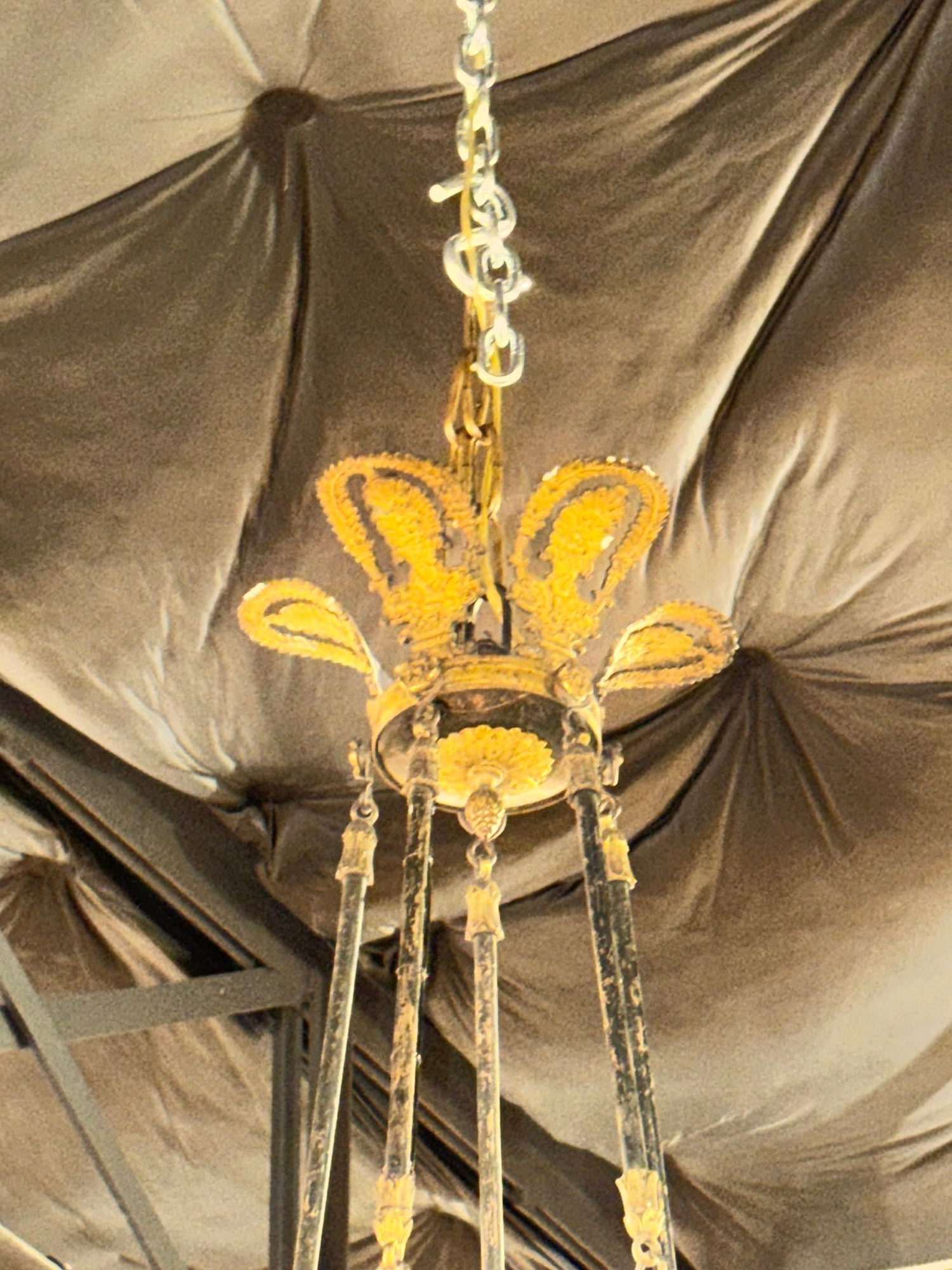 19th c. French Empire Bronze Chandelier - Image 4