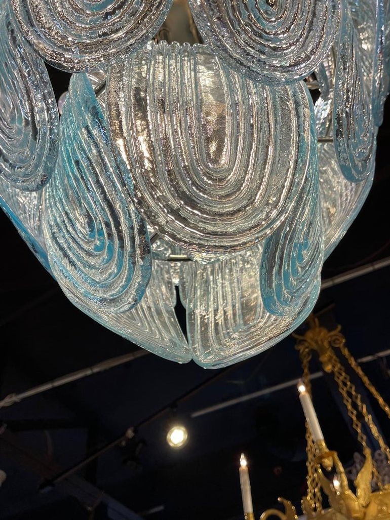 Modern Aqua Blue Murano Glass Waterfall Chandelier - Image 4