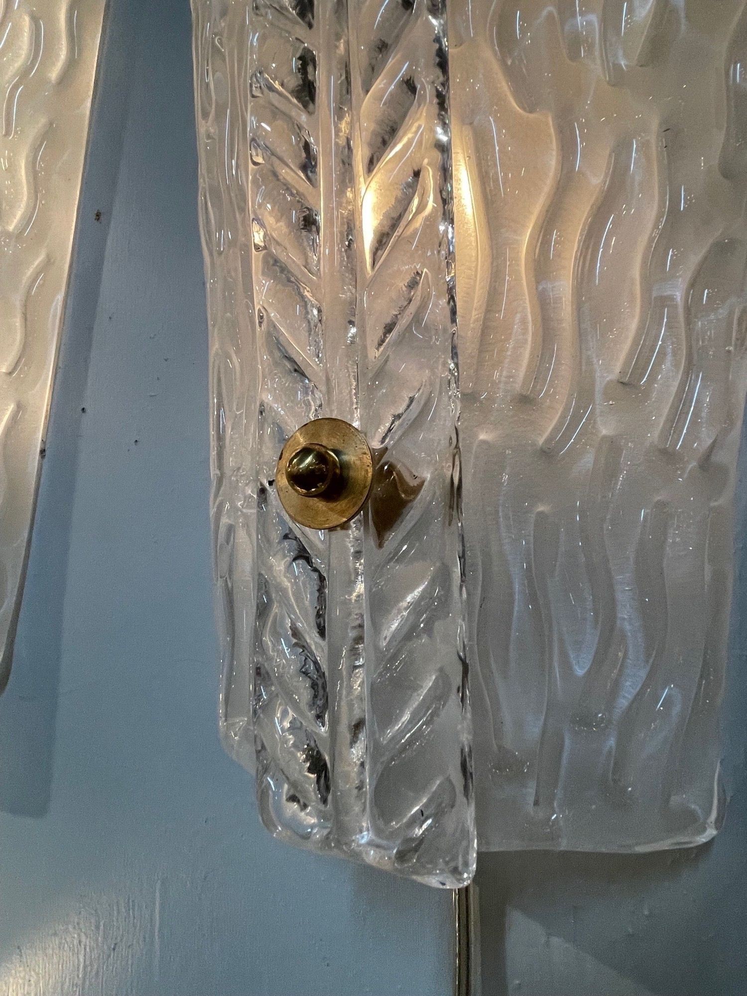 Pair of Frosted Murano Glass Sconces - Image 4