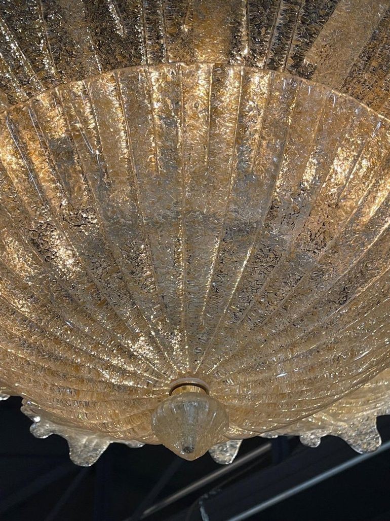 Murano Glass Gold Flecked Leaf Form Ceiling Mount Fixture - Image 4