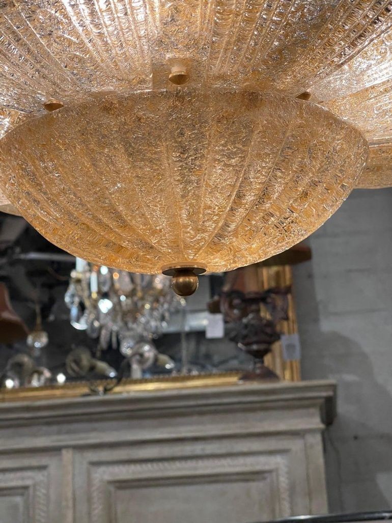 Murano Glass Gold Leaf Form Flush Mount Chandelier - Image 4