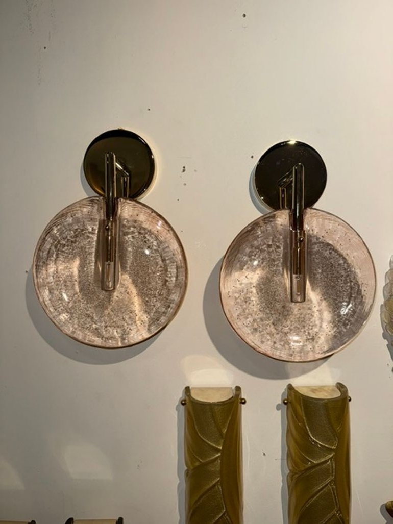 Pair of Pink Murano Glass "Lollipop" Sconces - Image 5