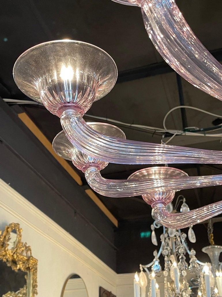 Modern Lavender Murano Glass 10 Arm Chandelier. - Image 5